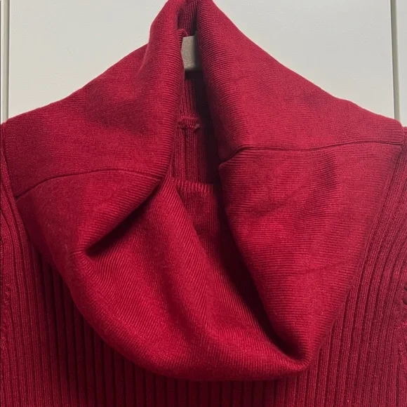 Red Ribbed Knit Dress - Picture 6 of 6